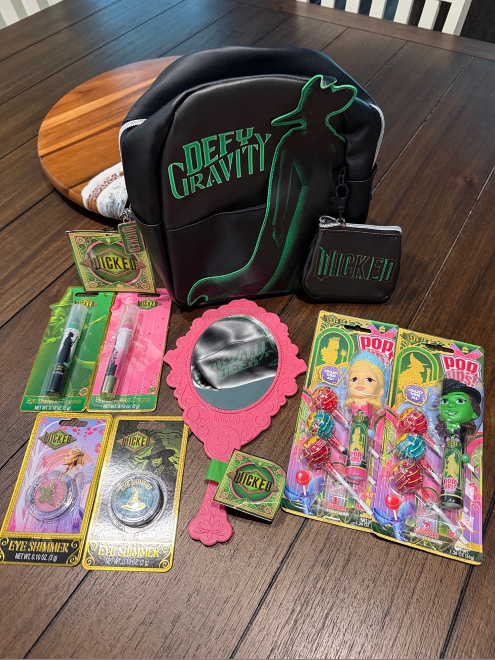 Wicked Bundle Defy Gravity Black & Green Backpack with Wicked Makeup Accessories